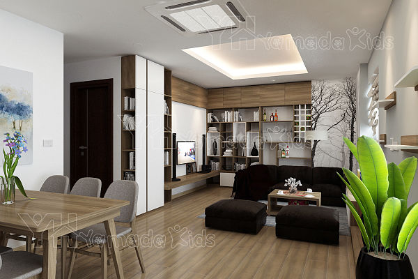 Thiết kế nội thất phòng khách chung cư Berriver Long Biên