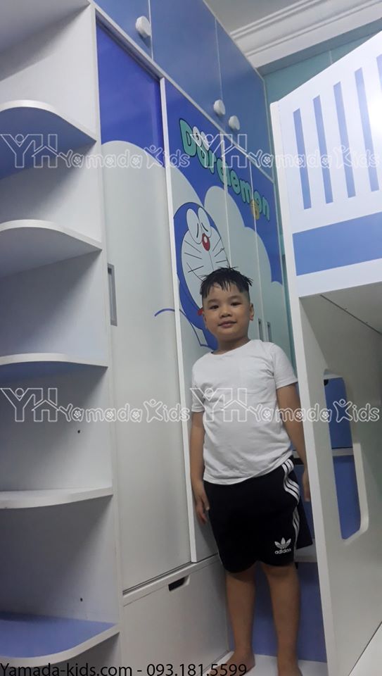 Thi công thực tế bộ phòng ngủ Doraemon cho 2 bé trai